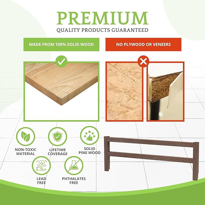 Safety Guard Rail for Baby, Kids, and Children - Solid Wood Safety Bed Rail for Toddlers - Easy Installation - Premium Protection for Bunk, Twin, Full, Queen and King Size Beds - (Harvest Brown)