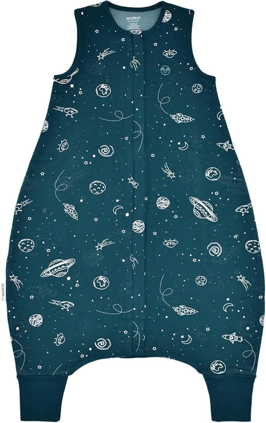 Woolino 4 Season Baby Sleep Bag or Sack with feet, Australian Merino Wool and Organic Cotton, 6-18m, Space (Glow In The Dark)