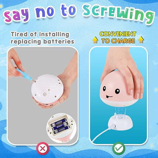 Gigilli Baby Girl Whale Bath Toy, Easy Charging Bath Toys for Kids Ages 1-3 Light Up Bath Fountain Toy 6-12-18 Months Toddler Bath Toy Sprinkler Baby Christmas Stocking Stuffers Birthday Gifts