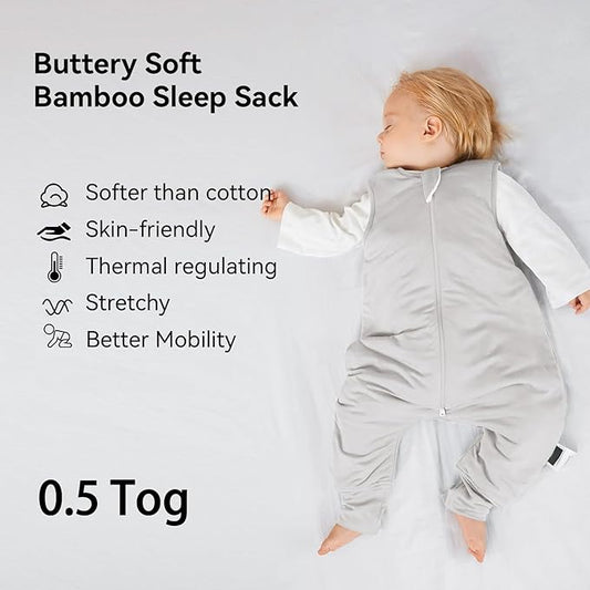 BubblePanda Rayon Made from Bamboo Toddler Sleep Sack with Feet 6-12 Months 0.5 Tog Ultra Soft Toddler Sleeping Sack Baby Sleep Bag Walker Wearable Blanket with Legs 2-Way Zipper Lightweight