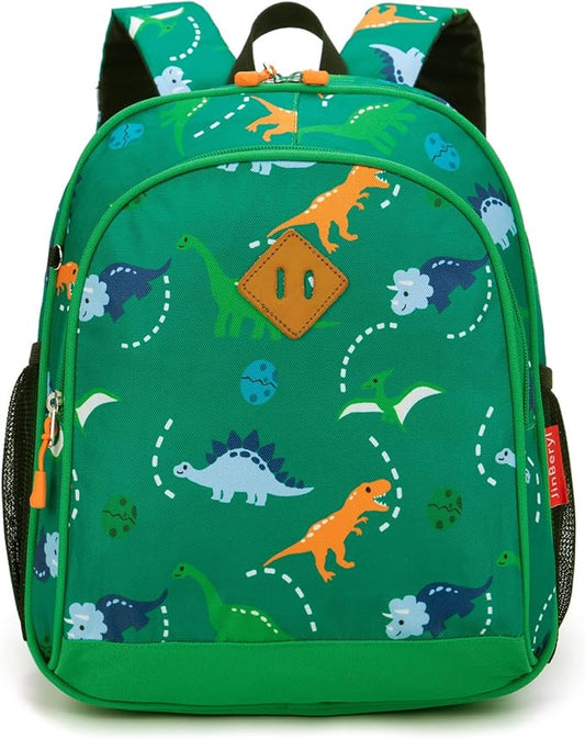 JinBeryl Toddler Backpack for Boys or Girls, Little Kids Backpack for Preschool or Kindergarten (Dinosaur Green, Small)