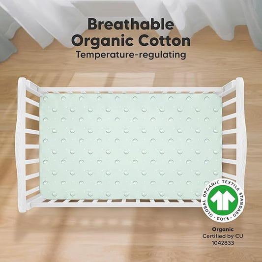 KeaBabies 2-Pack Organic Crib Sheets for Boys, Girls - 52x28 Fitted Crib Mattress Sheet Neutral, Breathable Jersey Cotton Cover for Baby Bed, Toddler Mattress, Soft & Cute Prints (Lunaris)