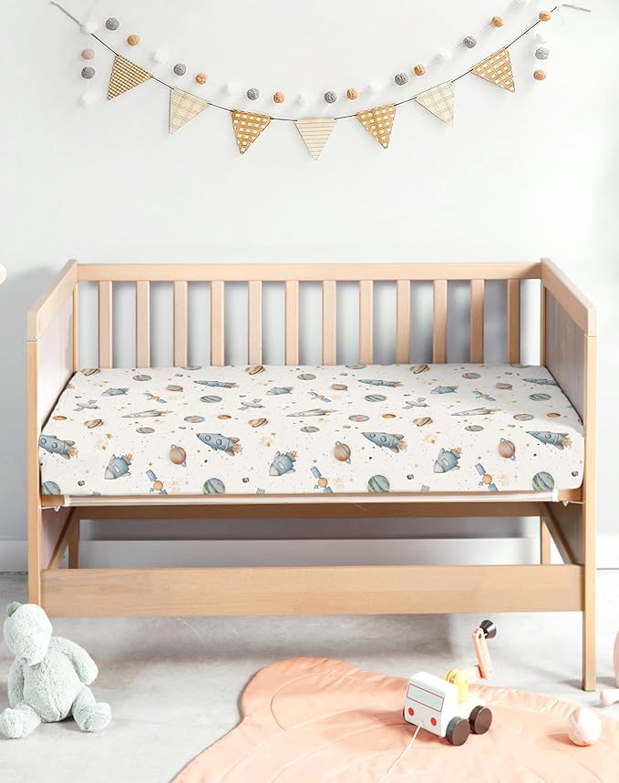 Pack and Play Sheets 2 Pack, Fitted Jersey Knit Mini Crib Sheets for Baby Boys and Girls, Compatible with Graco Pack N Play and Mini Crib Mattress (Rosy Days, Pack N Play/Mini Crib Sheets)