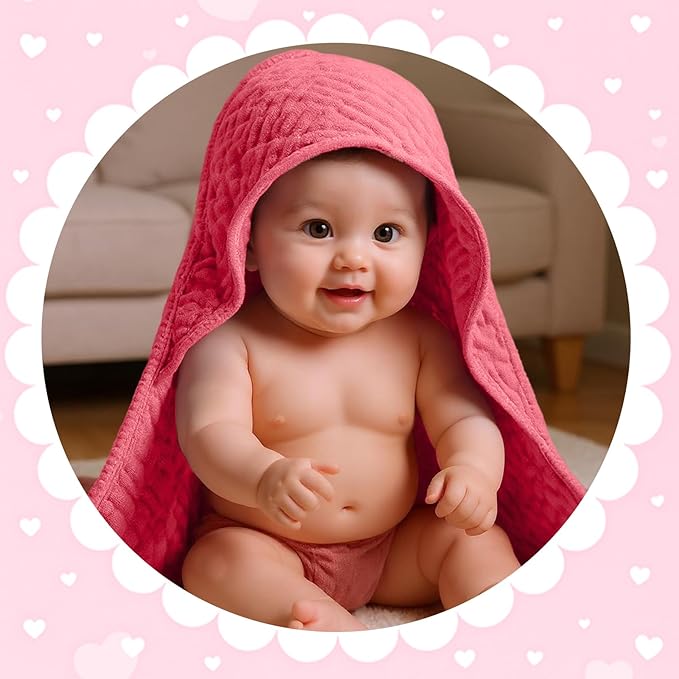 Peryiter 4 Pcs Muslin Hooded Baby Towels, 32x 32'' Cotton Newborn Bath Towel Muslin Infant Baby Blankets Absorbent Unisex Christmas Registry Gift Essentials for Girls Boys (Rainbow Colors)