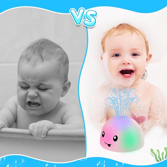 Baby Girl Bath Toys, Christmas Stocking Stuffers 1 Year Old Girl Gift, Toddler Bath Toys for Kids Ages 1-3 Light Up Whale Bath Toy Sprinkler Infant Baby Toys 6-12-18 Month Bathtub Fountain Toy