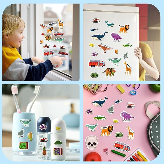 ASTARON 6 Pack Reusable Puffy Sticker Books for Kids 3-6, Jelly Sticker Game Educational Sensory Learning Toy, Portable Travel Toys and Busy Book for Toddlers