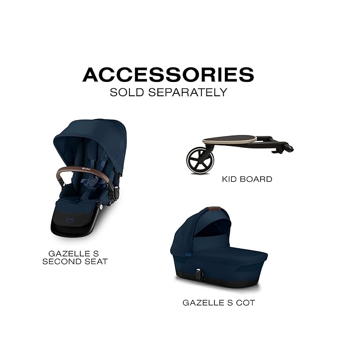 Cybex Gazelle S Stroller Modular Double Stroller for Infant and Toddler Includes Detachable Shopping Basket Over 20+ Configurations Folds Flat for Easy Storage Ocean Blue 28.4 pounds 1.0 Count