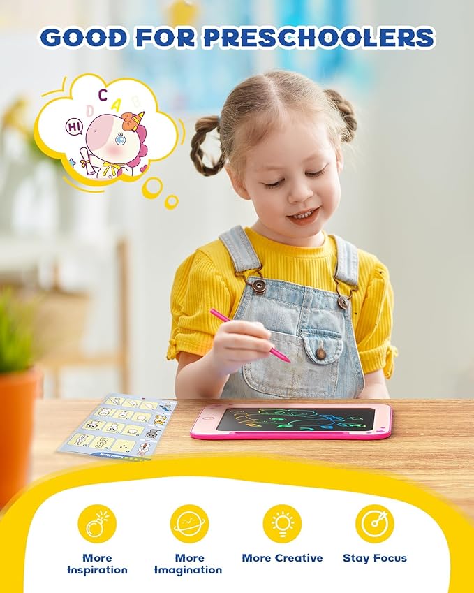 bravokids Girl Toys LCD Writing Tablet - 8.5 Inch Kids Doodle Board Educational Learning Drawing Pad Birthday Gifts for 3 4 5 6 7 8 Year Old Girls Boys (Pink)