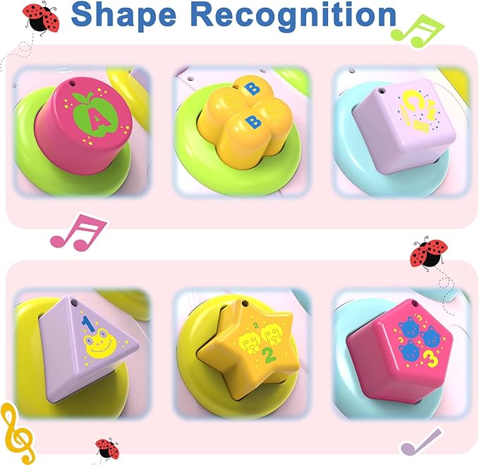 Baby Musical Ladybug Crawling Toys,Baby Toy 6-12 Months with Light-up Music, Early Educational Learning Toy, Infant Gift Toys for 7 8 9 10 11 Months 1-2 Years Old Newborn Girls (Pink)