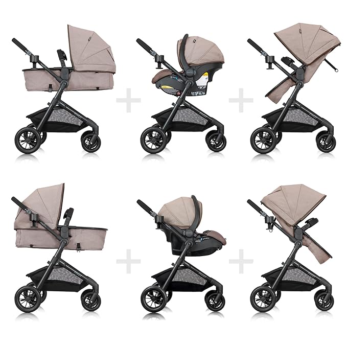 Evenflo Pivot Modular Travel System with LiteMax Infant Car Seat (Desert Tan)