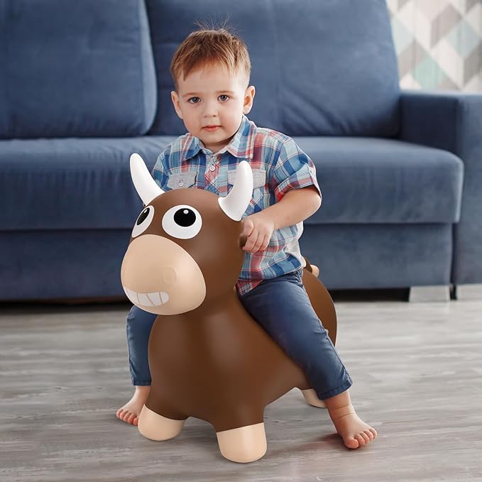 Upper Rider Bouncy Horse Hopper, Inflatable Farm Cow Bouncy Bull, Bounce and Ride on Animal Bouncer for Toddlers, Indoor Outdoor Birthday Gifts for Boys Girls 18 Months 2 3 4 5 6 Years Old