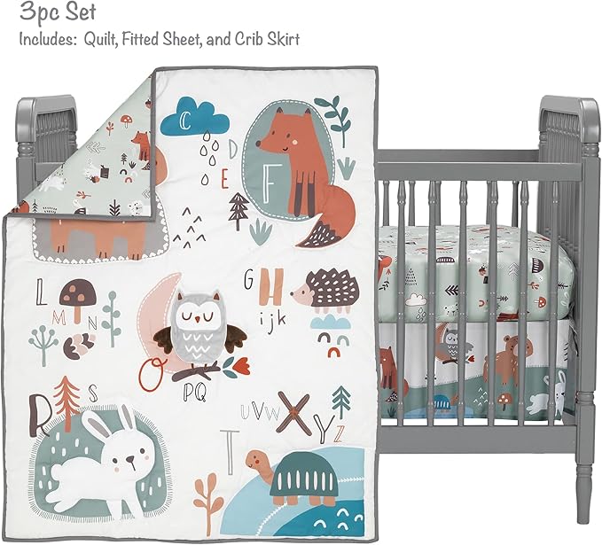 Bedtime Originals Animal Alphabet 3-Piece Infant Nursery Baby Crib Bedding Set