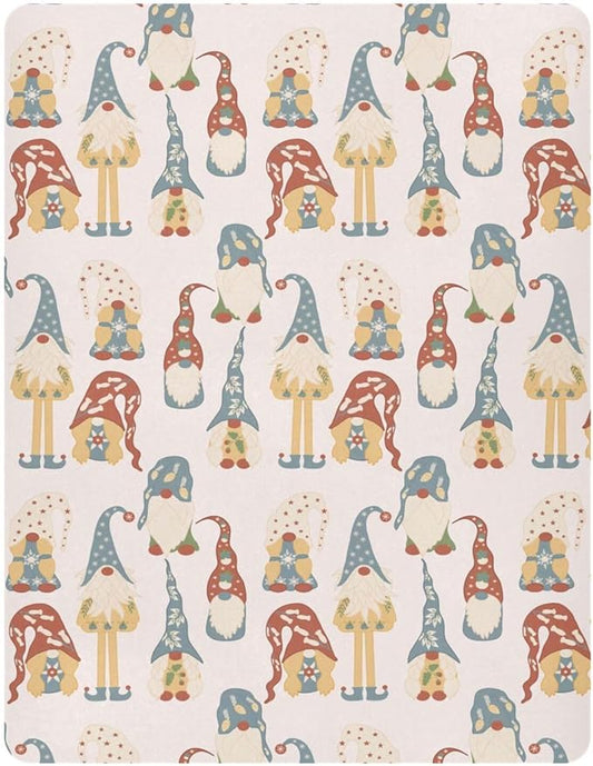 Colorful Gnomes Crib Sheets Soft Breathable Fitted Baby Playard Sheets Mattress Cover for Girl Boys, 39" x 27" x 5"