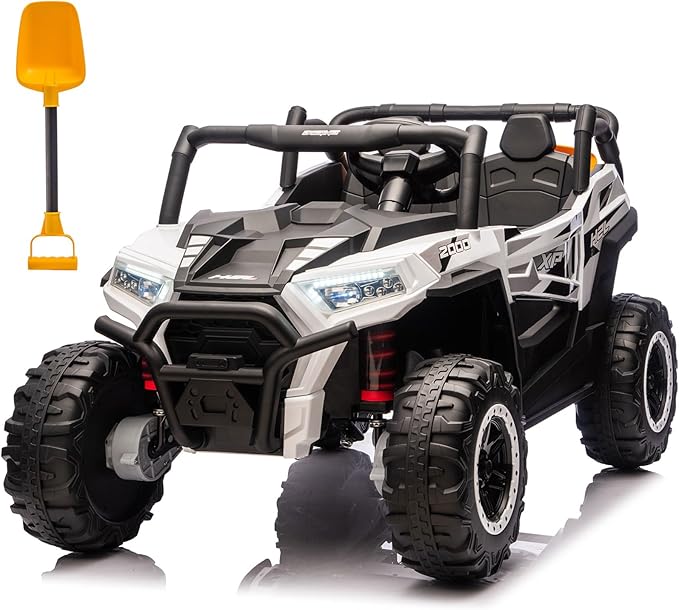 24V Car for Kids, 4WD Ride on Electric Cars, 4x4 Battery Powered Electric UTV for Boys Girls, 3 Speeds Off Road Truck with Bluetooth (White)