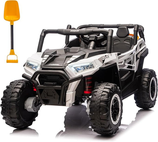 24V Car for Kids, 4WD Ride on Electric Cars, 4x4 Battery Powered Electric UTV for Boys Girls, 3 Speeds Off Road Truck with Bluetooth (White)