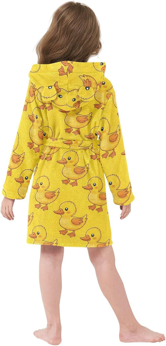 Toddler Baby Hooded Bathrobe for Boys Girls Soft Plush Bath Towel Robe with 2 Pockets for 2-12 Years