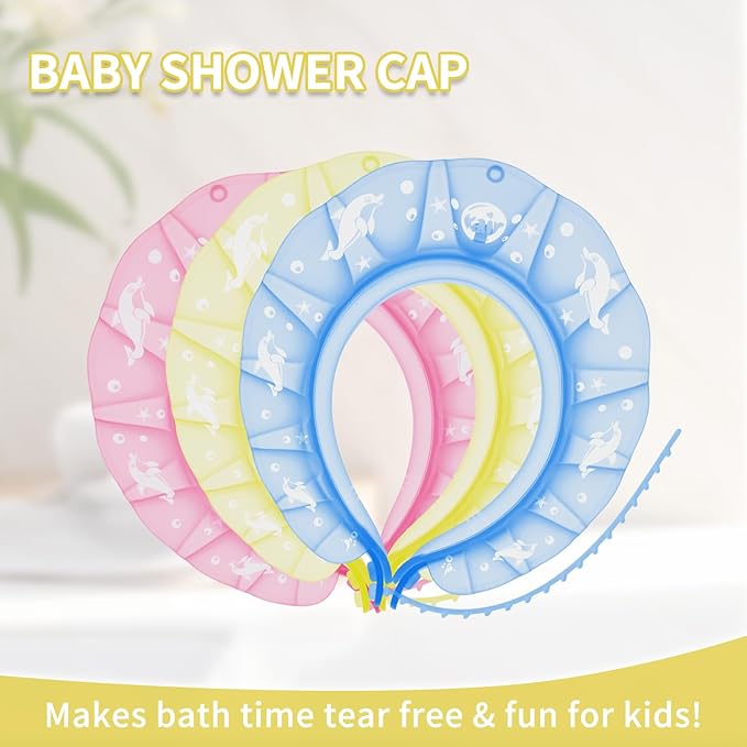 kair Baby Kids Shower Cap Soft Adjustable Silicone Toddler Bath Visor Children Hair Washing Hat Keep Kids Shield Water Out of Eyes & Ears (Yellow, Head Size 17"-24" More Than 24 Months)