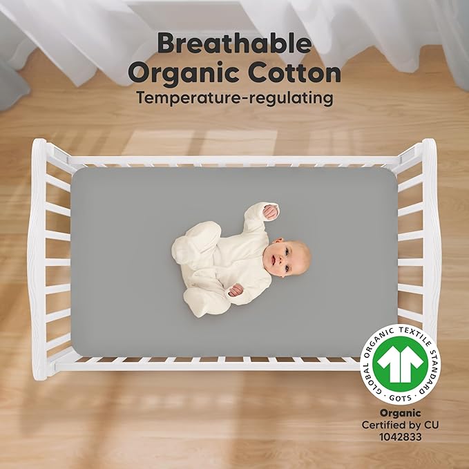 KeaBabies 2-Pack Organic Crib Sheets for Boys, Girls - 52x28 Fitted Crib Mattress Sheet Neutral, Breathable Jersey Cotton Cover for Baby Bed, Toddler Mattress, Soft & Cute Prints (Toasty)