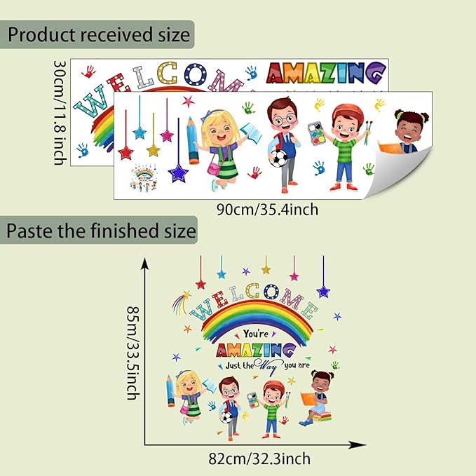 Mirabuy Kids Inspirational Quotes You are Amazing Wall Decal Reading Corner Rainbow Wall Stickers for Classroom Kids Playroom Nursery Reading Room Bedroom