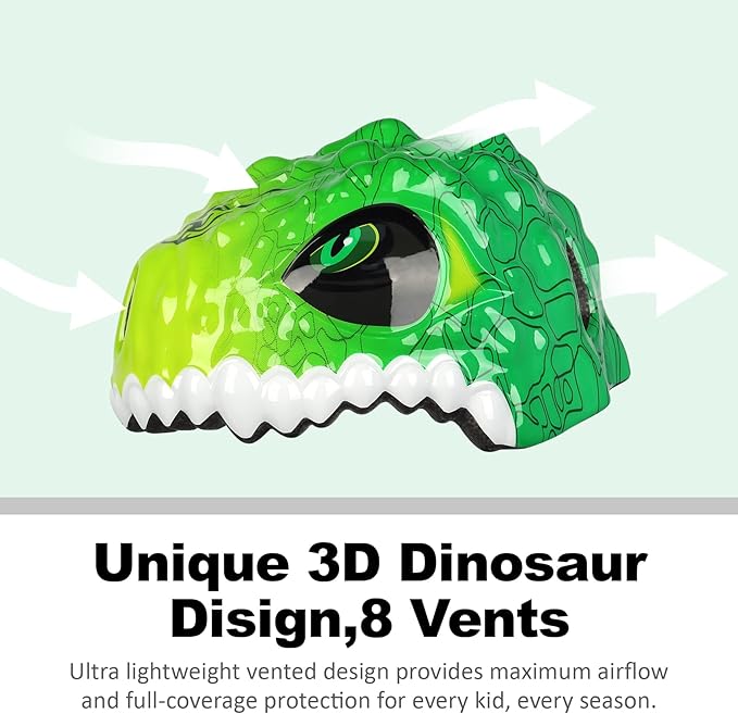 Toddler Kids Bike Helmet,3D Dinosaur Helmets for Boys Girls Infant/Baby to Children 1/2/3/4/5/6/7/8 Years Old Lightweight Adjustable Multi-Sports Bicycle Scooter Skateboard Skating Cycling