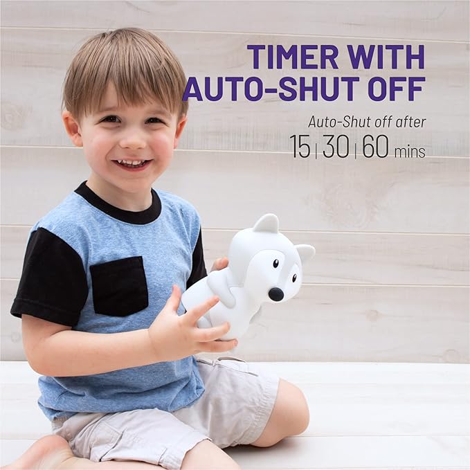 Lumipets Fiona The Fox Squishy Night Light for Kids | Silicone Mood Lamp with Tap & Remote Control | Rechargeable Color Changing Animal NightLight for Boys & Girls | Portable Nightlight with USB Cord