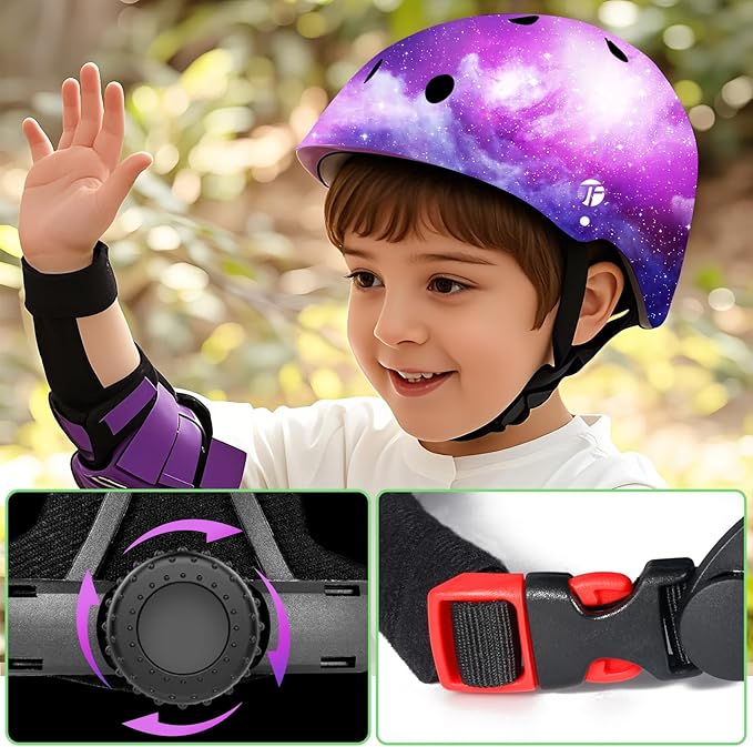 Adjustable Color Gradient Toddler Kids Bike Helmet for 3-5-8-14+Ages Girls Boys.Skateboard Bicycle Toddler Helmet 2-4 Years for Multi-Sports Cycling Scooter Inline Roller Skates Rollerblading