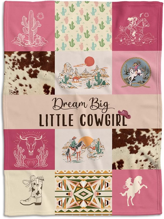 Western Blanket, Western Decor for Nursery Room, Baby Blankets for Girls, Cowgirl Baby Blankets, Cowboy Baby Stuff, Soft Warm Lightweight Nursery Bed Blanket for Newborn Toddlers Daughter