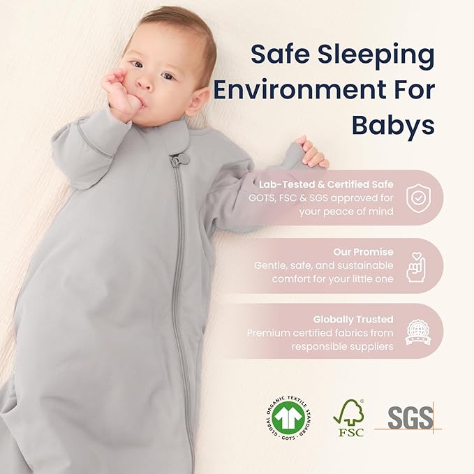 Unisex Sleeping Bag for Babies and Toddlers 1.0 Tog Sleep Sack 6-18 Months, Newborn Sleep Sack, Wearable Blanket Baby, One Piece Long Sleeves, Gifts for Baby