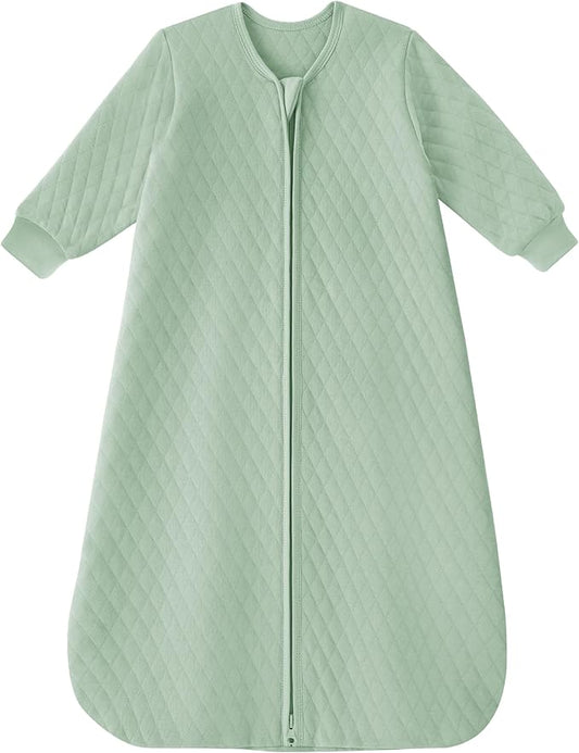 Yoofoss Baby Sleep Sack 0-6 Months 1.0 Tog Long Sleeve Sleep Sack Organic Cotton Wearable Blanket for Newborns 2-Way Zipper Quilted Sleeping Sacks(Small)