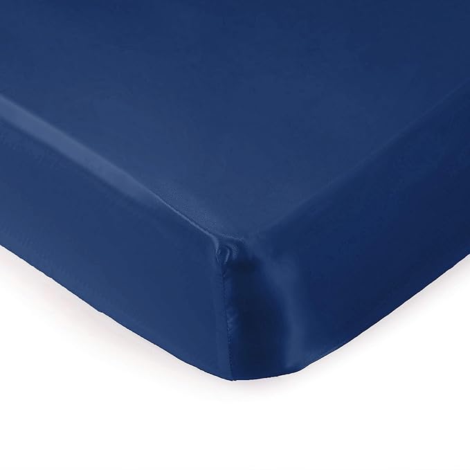 Pro Goleem Satin Soft Crib Sheet Great for Baby with Sensitive Hair Silky Baby Sheet Navy Blue 52’’x28’’x8’’ Fitted Sheet for Boys and Girls