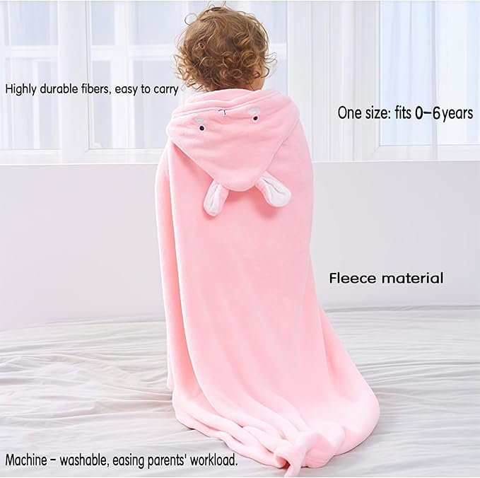 Toddler Bath Towel Baby Towels with Hood 27.5"X55" Ultra Absorbent Soft Bathrobe Blanket Kids Shower Towel for Girls and Boys(Rainbow Pink)