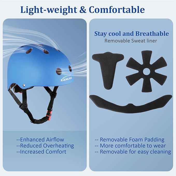 KAMUGO Kids Adjustable Helmet, Suitable for Toddler Kids Ages 2-14 Boys Girls, Multi-Sport Safety Cycling Skating Scooter Helmet