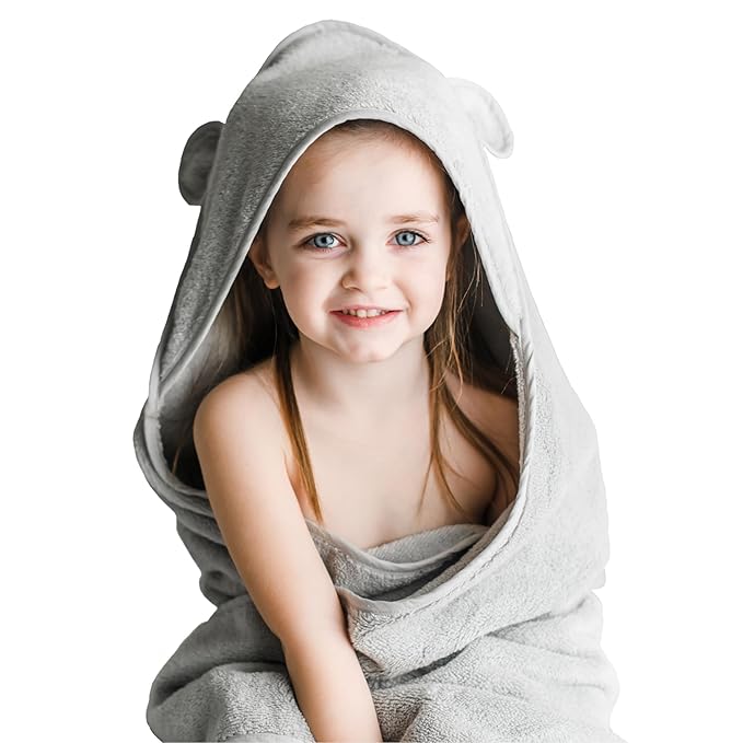 Natemia Hooded Baby Bath Towel - 100% Organic Cotton Baby Towels for Newborns, Toddlers, Boys, Girls - Soft Absorbent 450 GSM - Gentle on Sensitive Skin - Baby Shower Registry Gift (35" x 35")