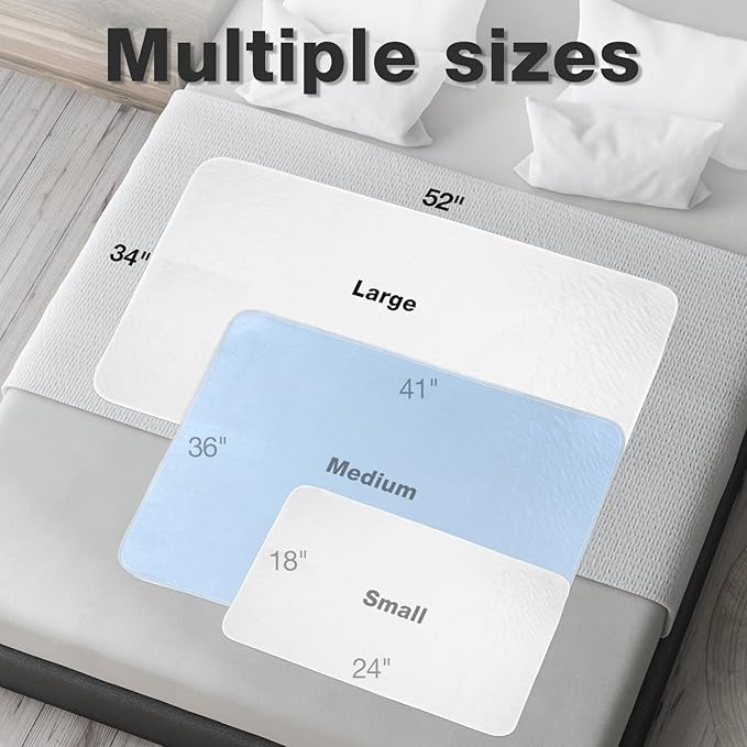 Bed Pads Washable Waterproof, 52" x 34" (3 Pack) Incontinence Bed Pads, Waterproof Bed Pad & Pee Pad, Perfect for Kids, Adults, The Elderly and Pets