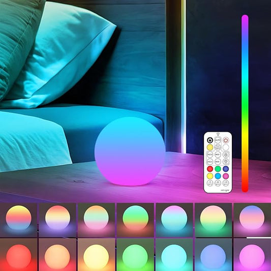 LOFTEK 3-inch Rechargeable LED Ball Lights, Sphere Night Light, 16 RGB Color Glowing Mood Lighting, IP65 Waterproof Ambient Light for Home Bedroom Patio Pool Bathtub Decorative Lighting, 1 Pack