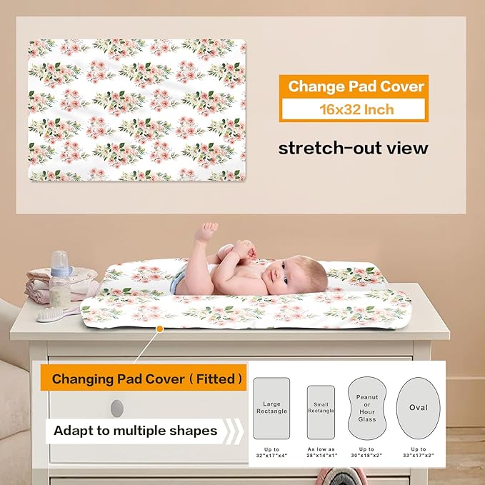 Custom Nursery Crib Bedding Set: Personalized Nursery Decor Baby Blanket Fitted Crib Sheet Changing Pad Cover Baby Room Rug Woodland Animal Fox Pattern Gift Idea(Fixed Size)