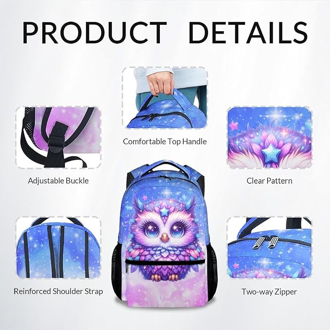 Kids Backpack - Owl Backpack for Girls - Cute Toddlers Bookbag - Durable School Bag for Kindergarten/Preschool/Elementary(17 Inch)