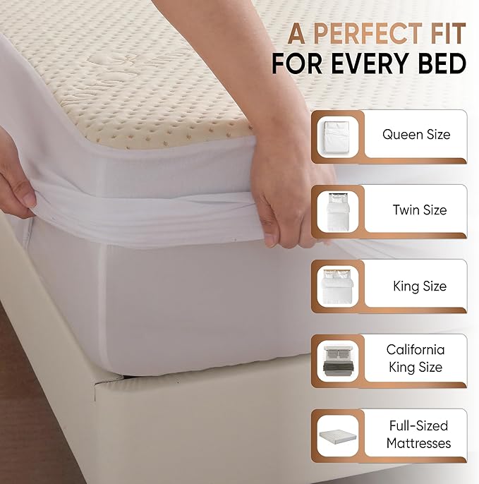 Luxury Waterproof Organic Mattress Protector King - Organic Cotton Breathable Mattress Pad Cover - Premium 380 GSM Comfort - Deep Pocket - Jersey Cotton Skirt - Fitted Design