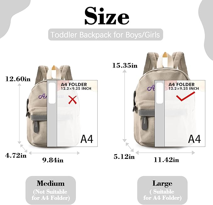MT WORLD Daycare Backpack - Personalized Canvas Backpack with Name - Classic 15inch Daypack with Back Pocket - Custom Daycare Diapering Bag for Overnight Travel Birthday Gifts (Stone Gray, Large)