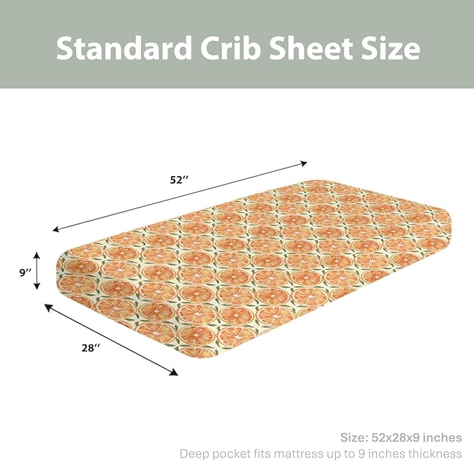 Orange Sweet Baby Crib Sheets for Boy Girl 52x28Inch Watercolor Oranges Soft Stretchy Fitted Crib Mattress Cover Summer Citrus Fruit Nursery Baby Sheet for Standard Crib and Toddler Bed Mattress