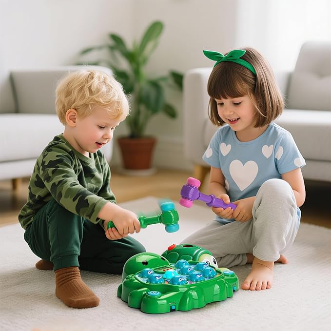 Interactive Whack a Mole Game Toys for Ages 2-4,Educational Learning Toddlers Toys for 2 3 4 5 6 Year Old Boys Girls, Green, Digital Display, Silent Mode,Multiple Difficulty Levels Fun Birthday Gifts