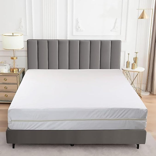 Twin XL Zippered Mattress Encasement - Waterproof Mattress Protector Zippered - 6-Sided Mattress Cover with Zipper for Complete Protection - Soft, Noiseless, Machine Washable