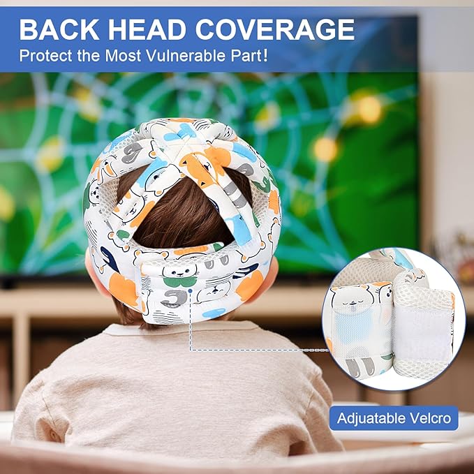 Accmor Baby Helmet for Crawling Walking, No Bumps Safety Toddler Head Protector, Breathable Infant Headguard Cap with Soft Cushion, Cute Adjustable Child Protection Hat for 6-24 Months Boys Girls