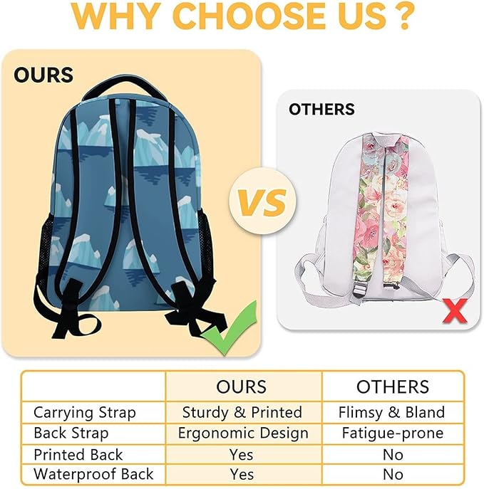 COOPASIA Personalized Cute Penguin Backpack, 16 Inch Animal Theme Bookbag with Adjustable Straps, Durable, Lightweight, Large Capacity, School Backpack for Kids Girls Boys