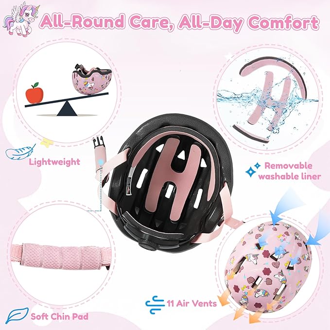 Toddler Bike Helmet with Gloves and Backpack Set, 3 Sizes for Baby Infant to Kids Ages 1-3 3-5 5-8+, Adjustable Boys Girls Bike Helmet for Bicycle/Scooter/Skateboard/Roller Skate