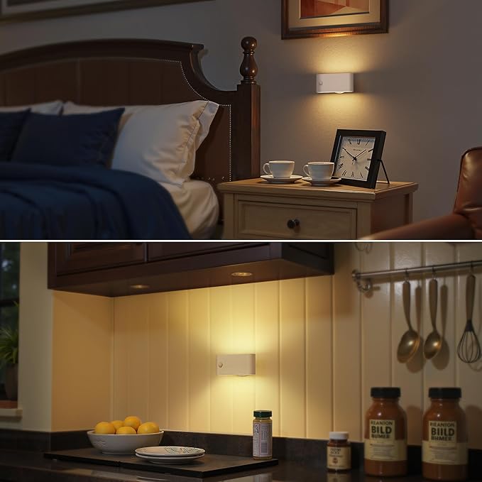 Briignite Motion Sensor Stair Light for Indoor, Night Lights Plug into Wall Magnetic Stick-On Soft White (3000K), Rechargeable, Battery-Operated Wall Light for Hallway, Stairs, Bedroom, Kitchen