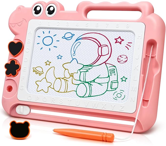 AiTuiTui Magnetic Drawing Board Toddler Toys Gift for Girls Boys, Color Sketch Writing Scribble Doodle Pad Travel Games, Educational Learning Kids Toys for Birthday or Valentine (Pink)