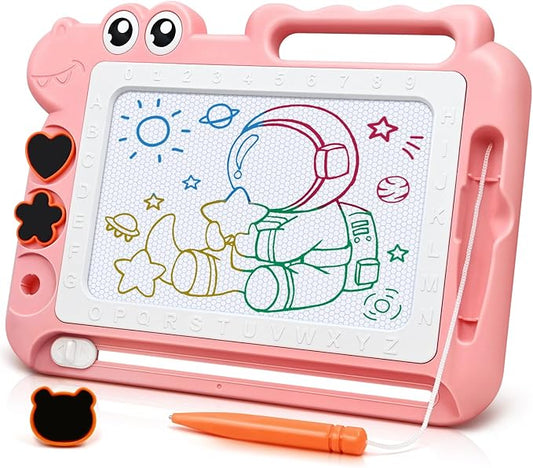 AiTuiTui Magnetic Drawing Board Toddler Toys Gift for Girls Boys, Color Sketch Writing Scribble Doodle Pad Travel Games, Educational Learning Kids Toys for Birthday or Valentine (Pink)