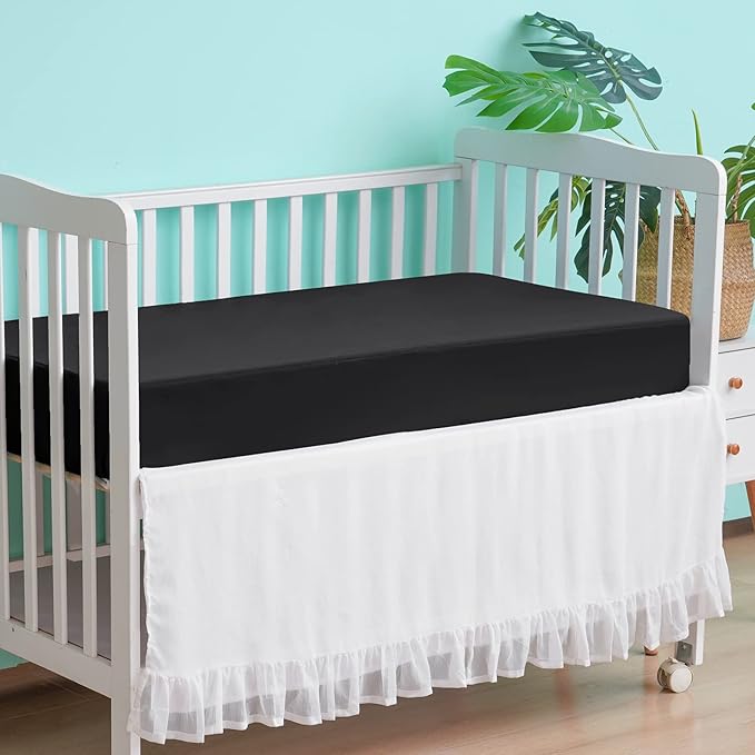 david's kids Waterproof Crib Sheets Fitted 2 Pack, Ultra Soft Breathable Crib Mattress Protector for Boys Girls Neutral, Fit Standard Crib Mattress and Toddler Mattresses, Black