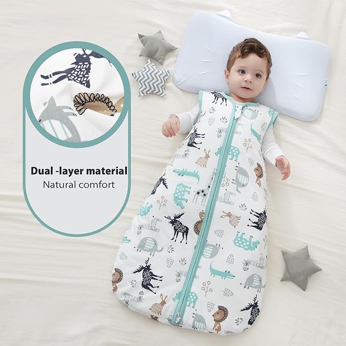 Mosebears Sleep Sack Baby Winter Wearable Blanket with 2-Way Zipper,2.5 TOG Cotton Sleep Sack Unisex (Deer, 0-6 Months)